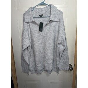 Wild Fable Women's Collared V-Neck Sweater Gray Size L